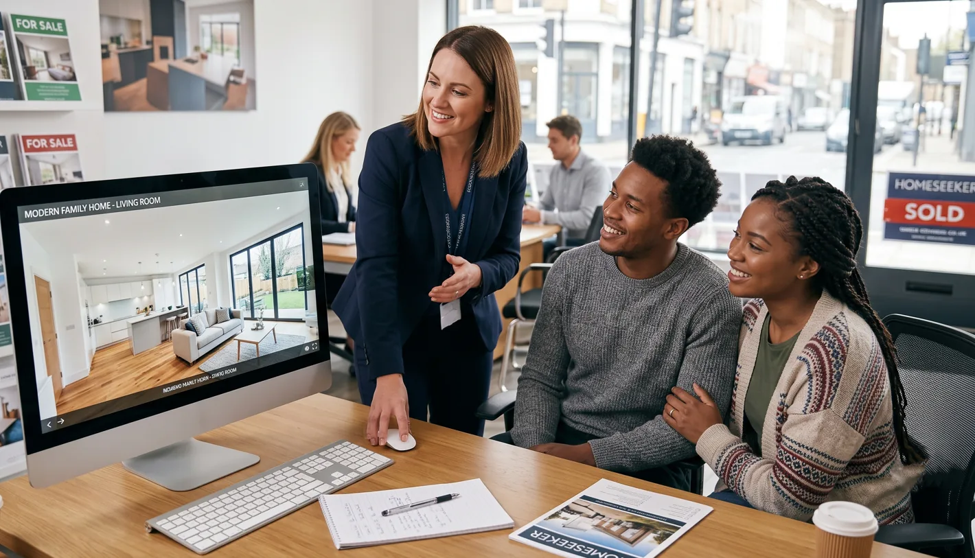 Estate agent working with property clients