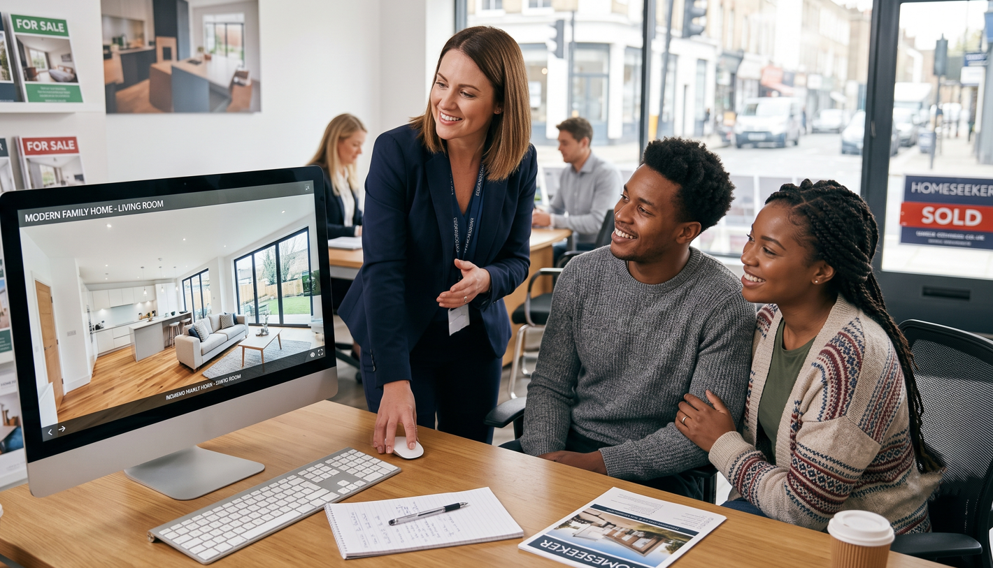 Estate agent working with property clients